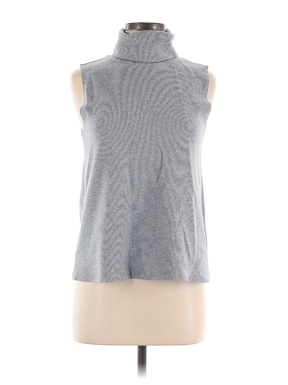 Zara Sleeveless Turtleneck Top - Light Gray